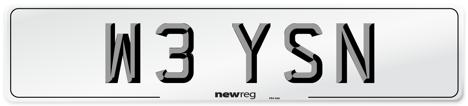 W3 YSN Number Plate from New Reg